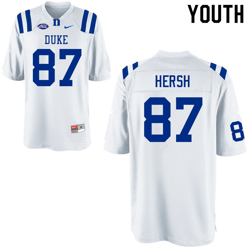Youth #87 Brandon Hersh Duke Blue Devils College Football Jerseys Sale-White